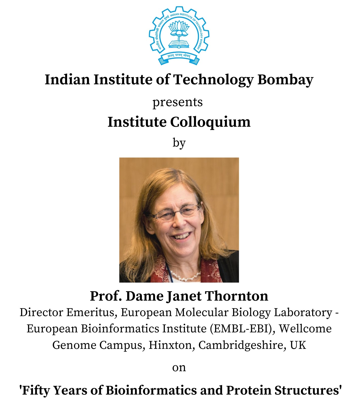 Prof. Dame Janet Thornton lecture on 3rd February