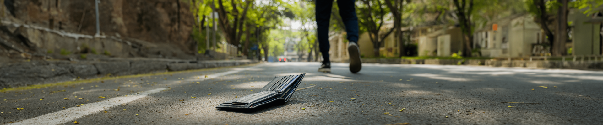 A wallet lost on the road