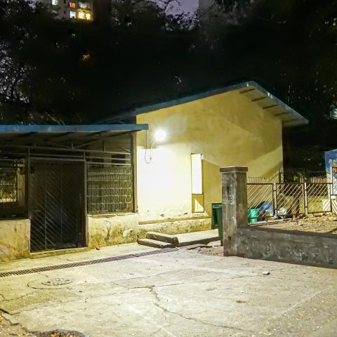 Late evening outside picture of hill side community hall